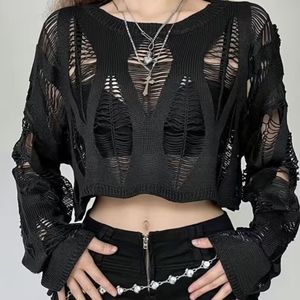 XL shein solid cut out crop knitted sweater